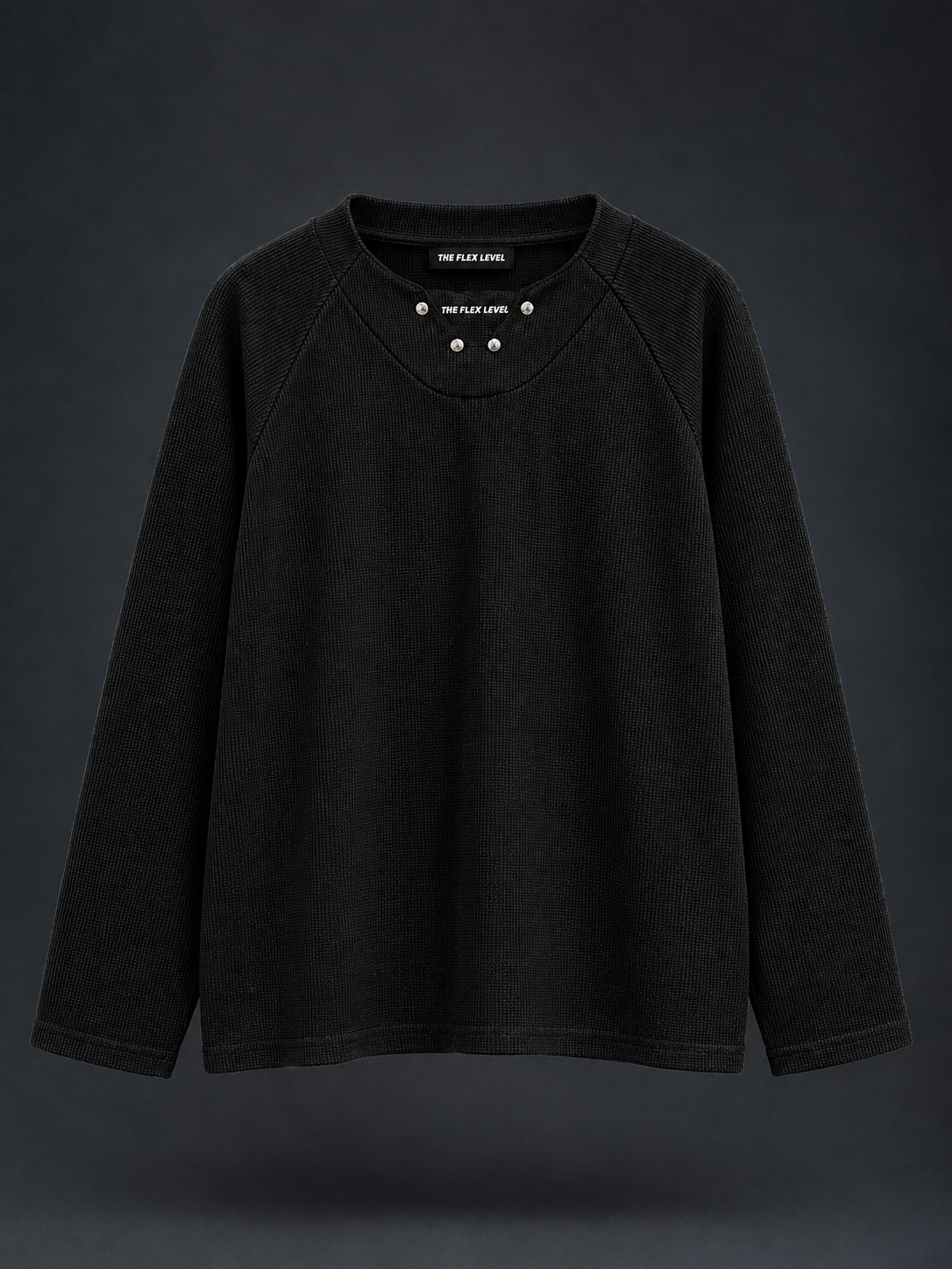 Black Waffle Knit Top