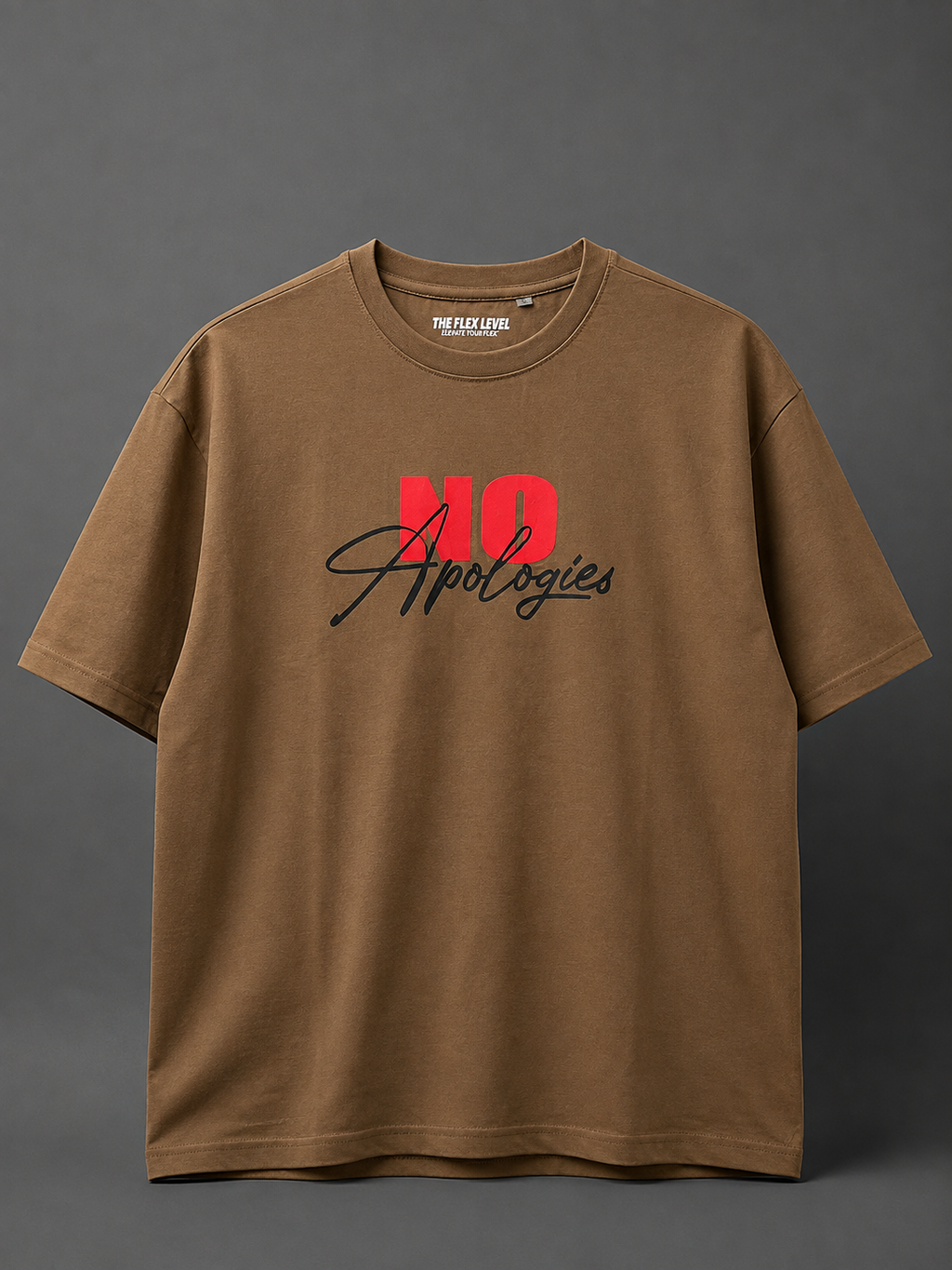 NO Apologies Graphic T-Shirt - Brown