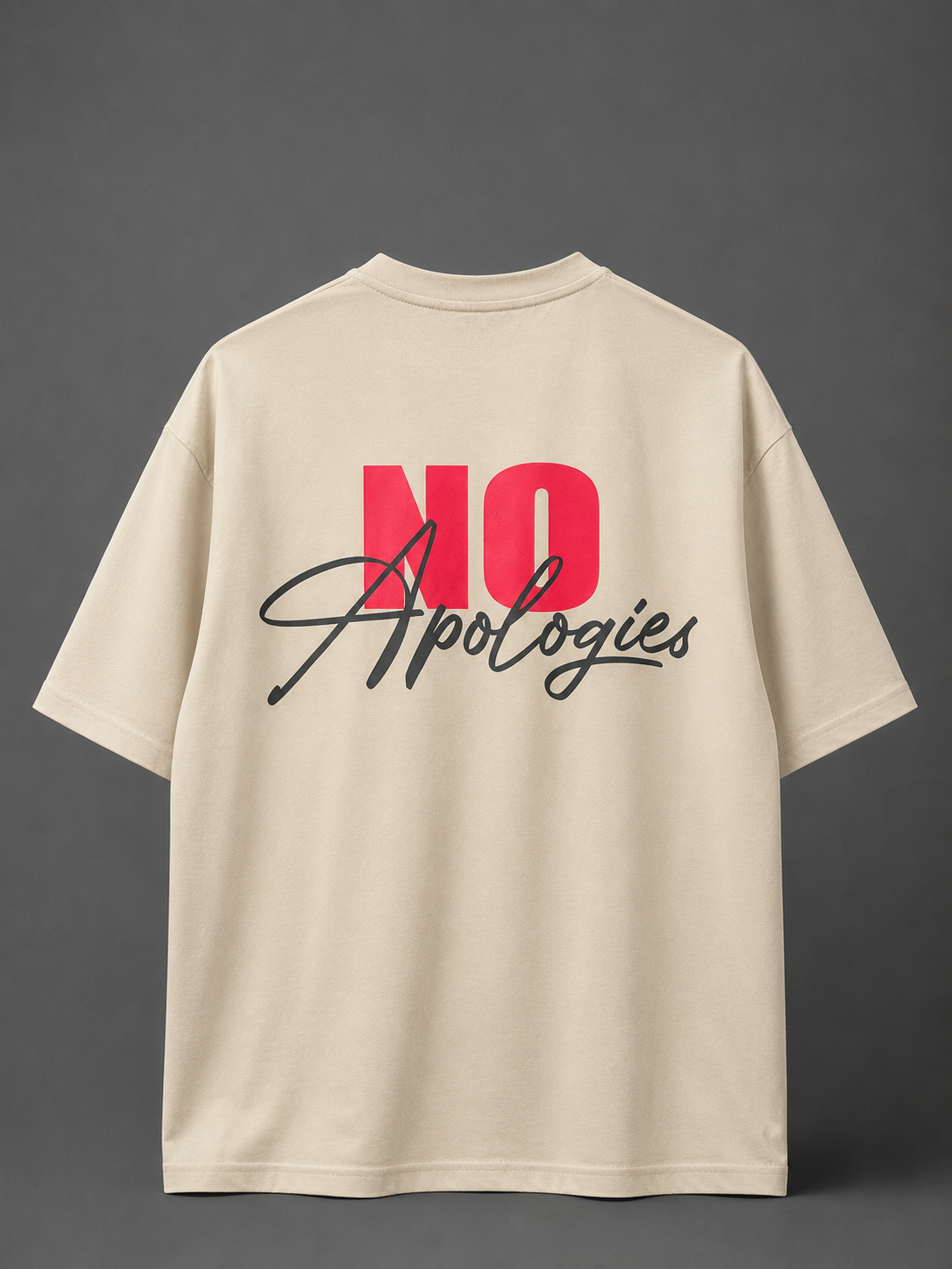 NO Apologies Graphic T-Shirt - Biege