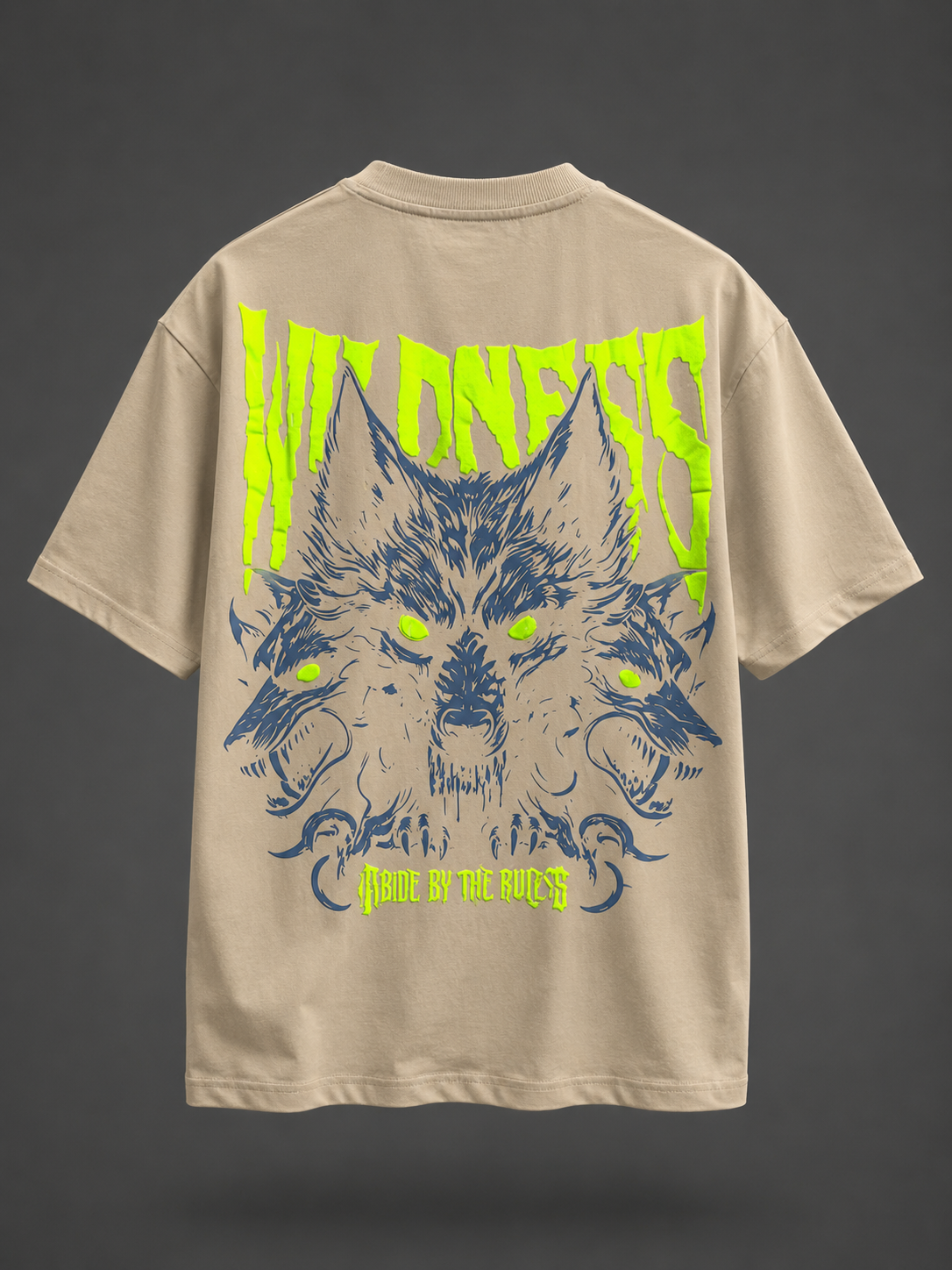 Abide By The Rules — Beige Neon Gothic Tee