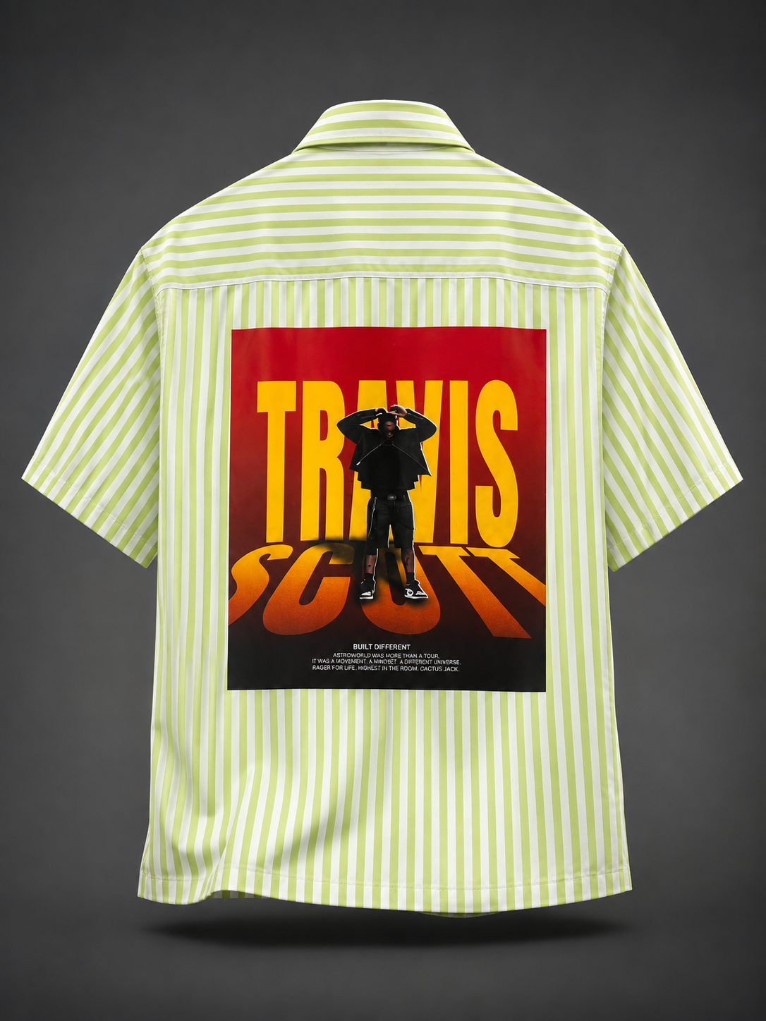 Travis Scott Inspired Green Stripe Cuban Collar Shirt