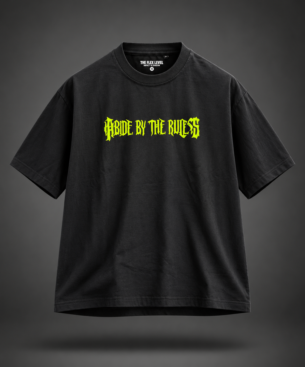 Abide By The Rules — Black Neon Gothic Tee
