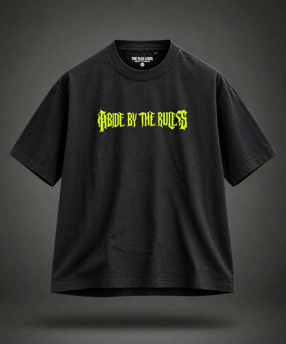 Abide By The Rules — Black Neon Gothic Tee