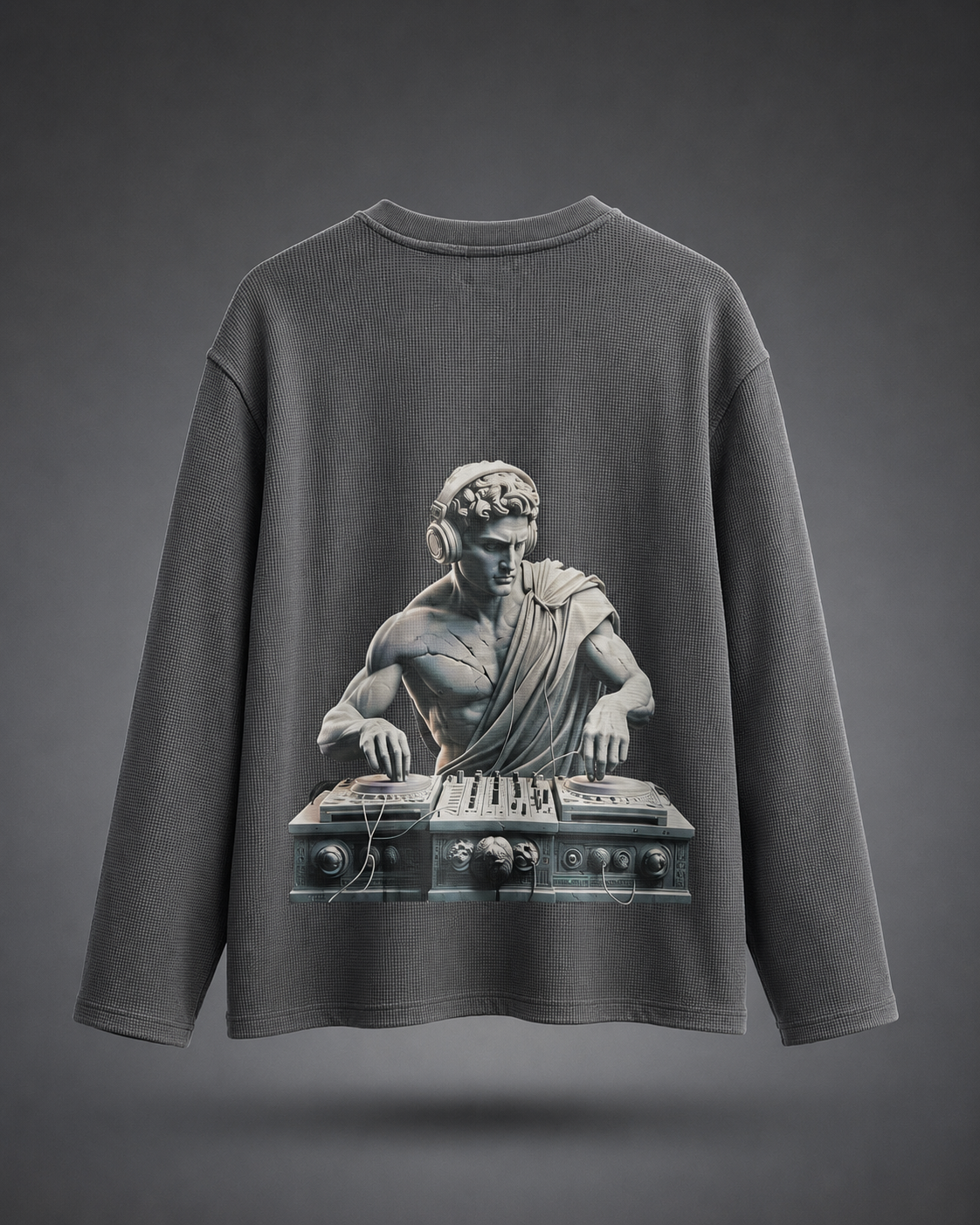 Grey Dj Graphic Grey Waffle Sleeve  Tee