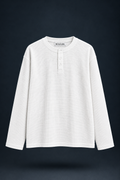 White Waffle-Knit Henley