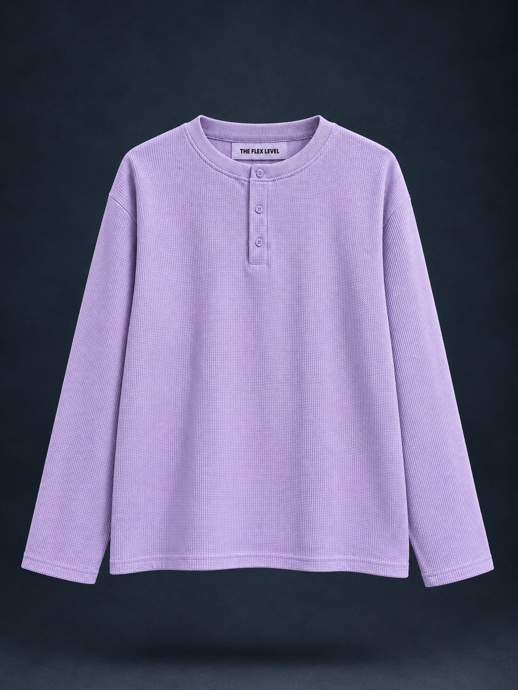Lavender Waffle-Knit Henley